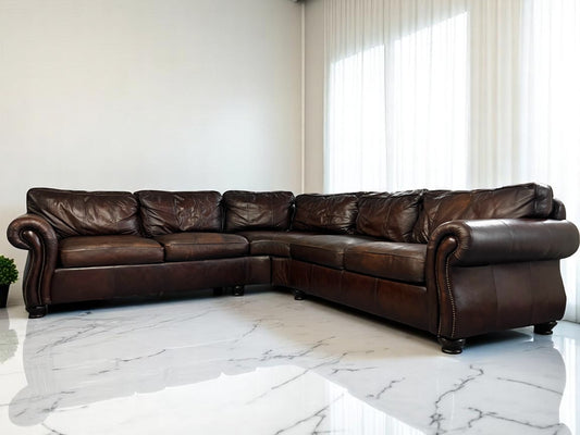 Top Grain Leather Sectional Down-Feather Bernhardt “Van Gogh” 🚚 Free Delivery